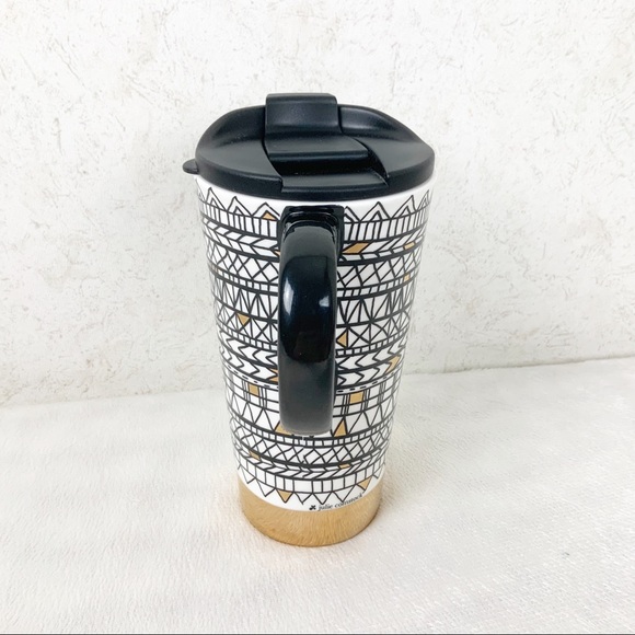 Cypress Home Ceramic Travel Mug With Lid Julie Comstock Geometric Pattern - Picture 5 of 9